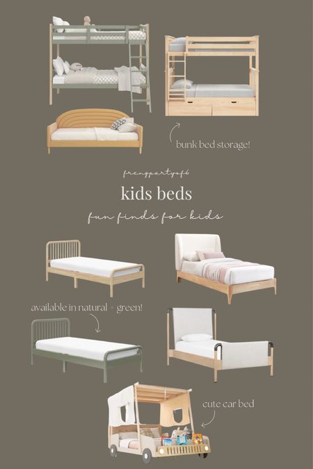 Cute and fun kids beds! I am loving these bunkbeds and the natural wood/green spindle bed. Affordable home, bougie on budget, kids room.

#LTKSaleAlert #LTKKids #LTKHome