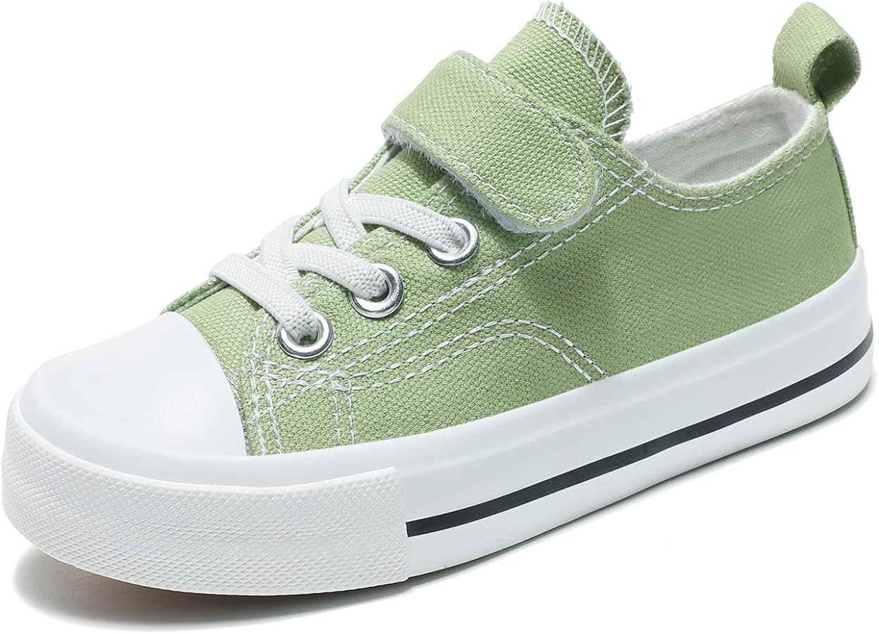 Toddler Boys and Girls Sneakers Low Top Adjustable Strap Canvas Shoes for Kids | Amazon (US)