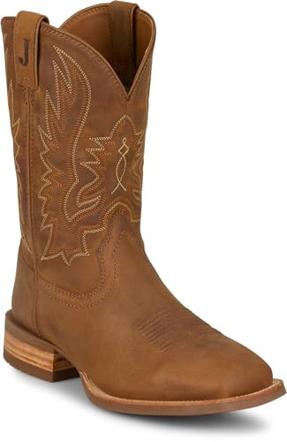 Justin Rustle 11" Premium Leather Western Boots for Men - Outlaw collection - Durable, Comfortable Cowboy Style Footwear, Chestnut Brown - 11.5 D | Amazon (US)