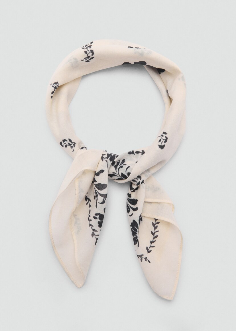 Floral-print cotton scarf | MANGO (UK)