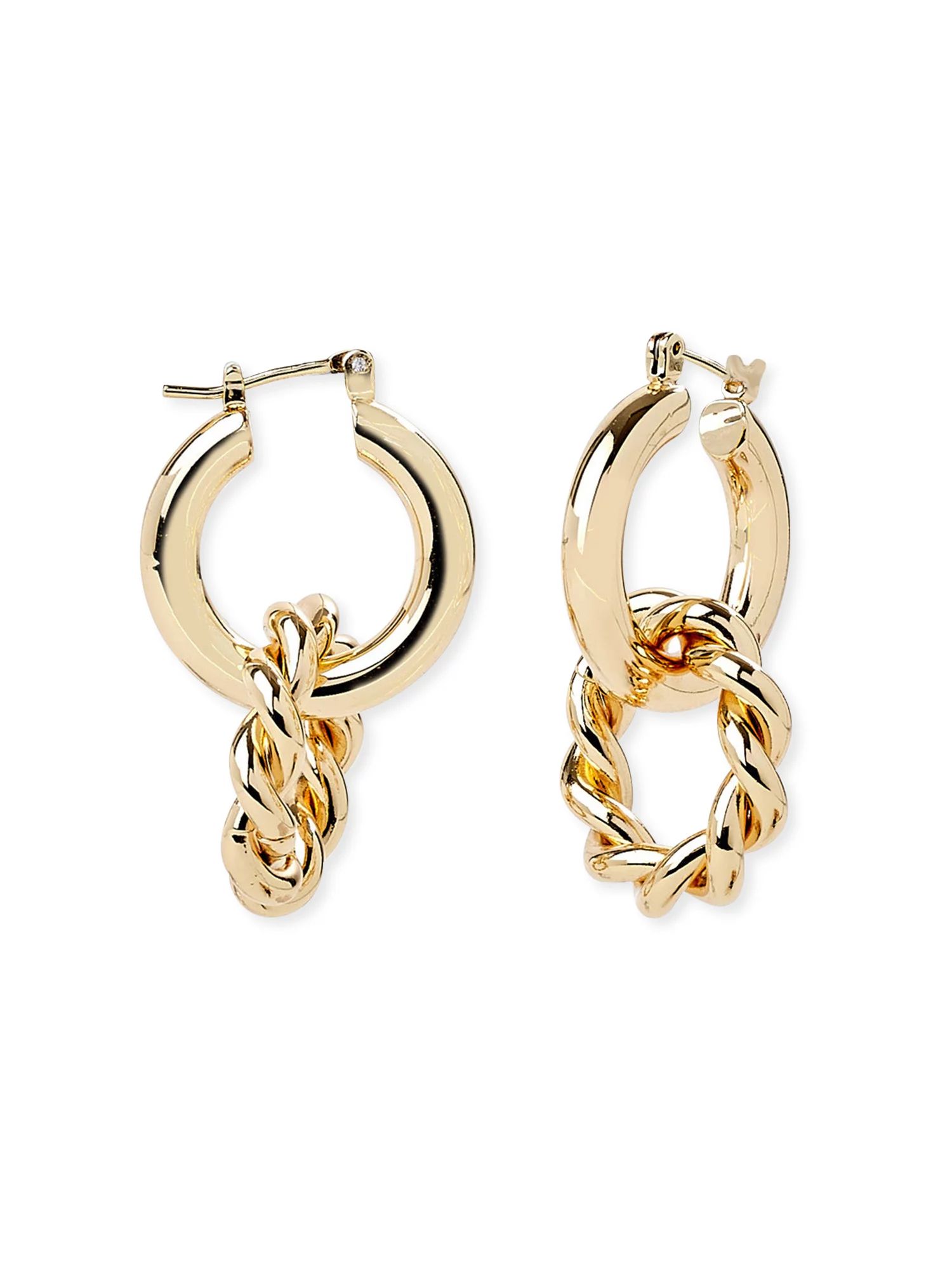Scoop Women’s 14K Gold Flash-Plated Double Hoop Earrings - Walmart.com | Walmart (US)