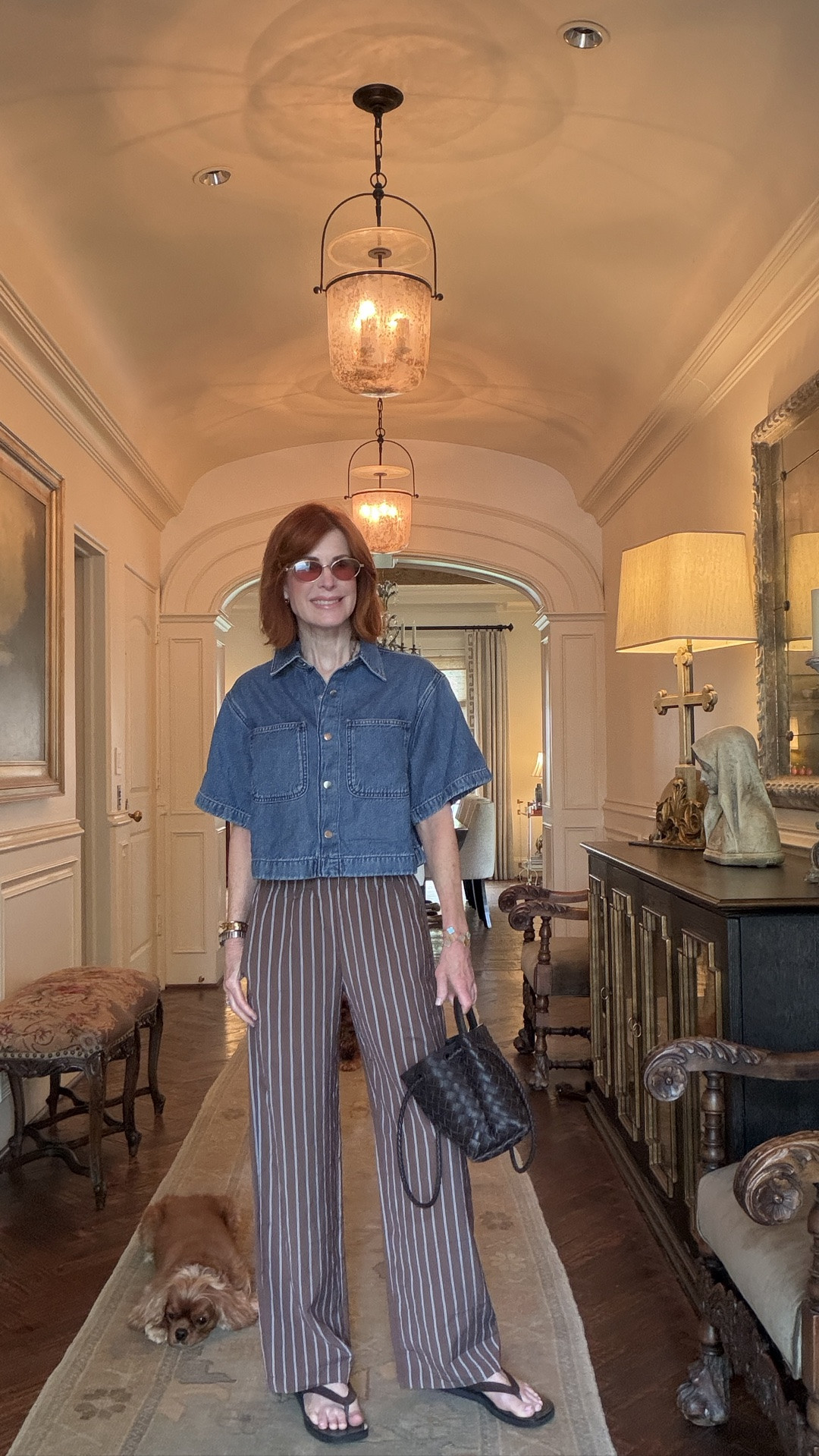 Heading out in the cutest striped pants and denim shirt. Easy breezy!

#LTKgrwm #LTKootd #LTKOver40