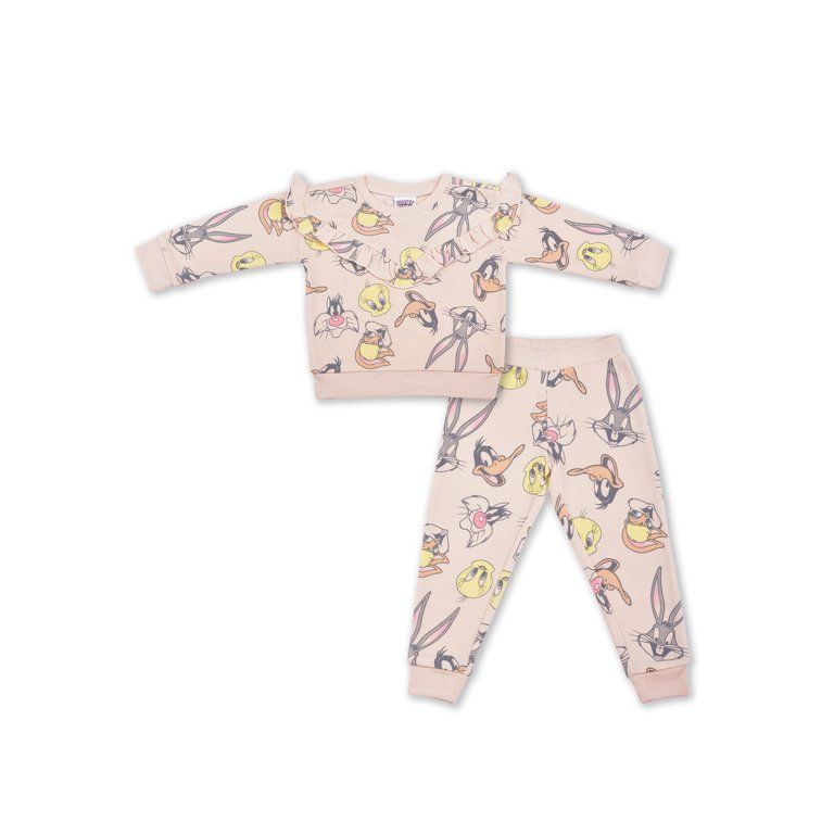 Looney Tunes Baby and Toddler Girl's Fleece Sweatshirt & Sweatpants, 2pc Outfit Set (12M-5T) | Walmart (US)