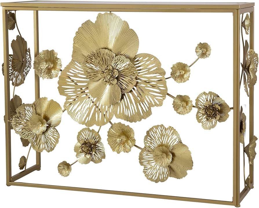 A&B Home Gold Console Table with Mirrored Glass Top - Mid Century Modern Console Table with Metal... | Amazon (US)