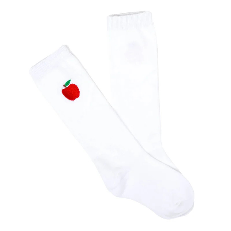 Apple Embroidered Knee High Socks | Classic Whimsy