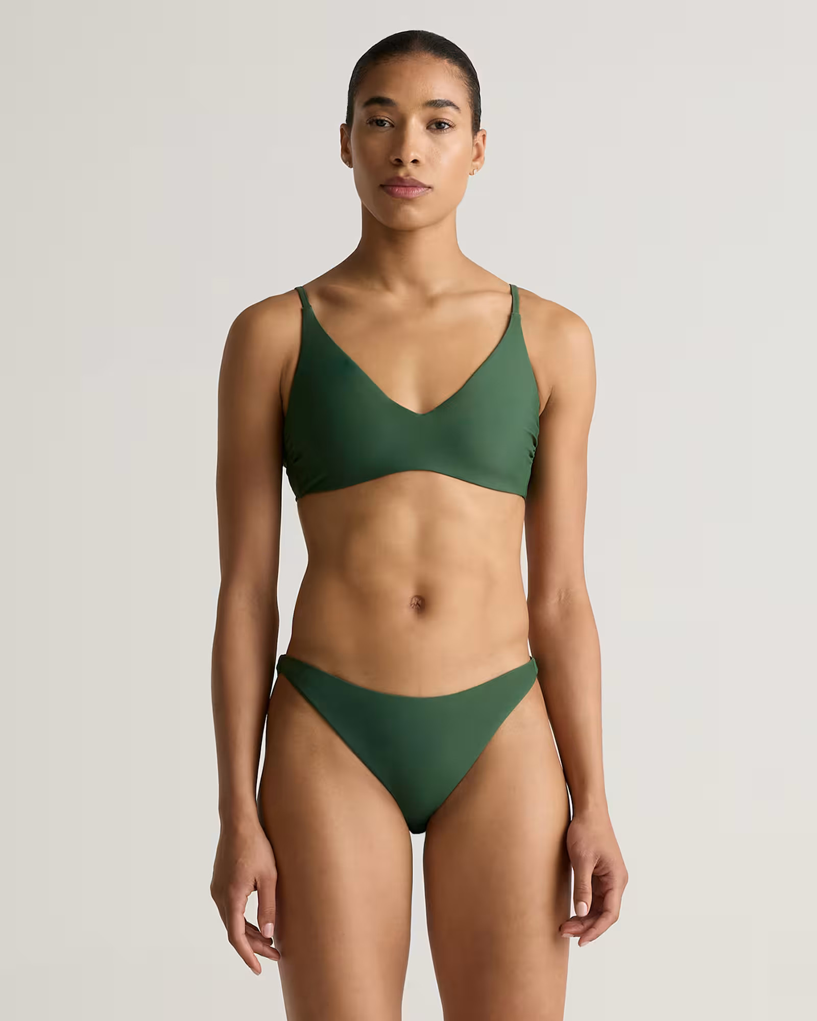 Italian V-Neck Bikini Top in Palm | Quince