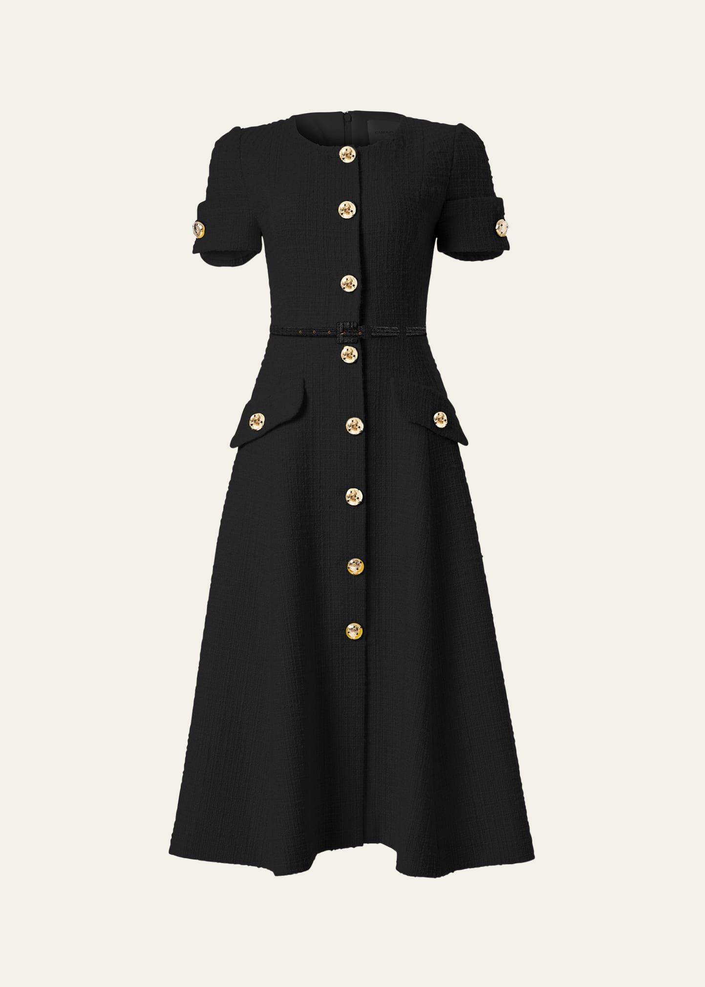 Carolina Herrera Button-Front Midi Dress with Belted Waist | Bergdorf Goodman