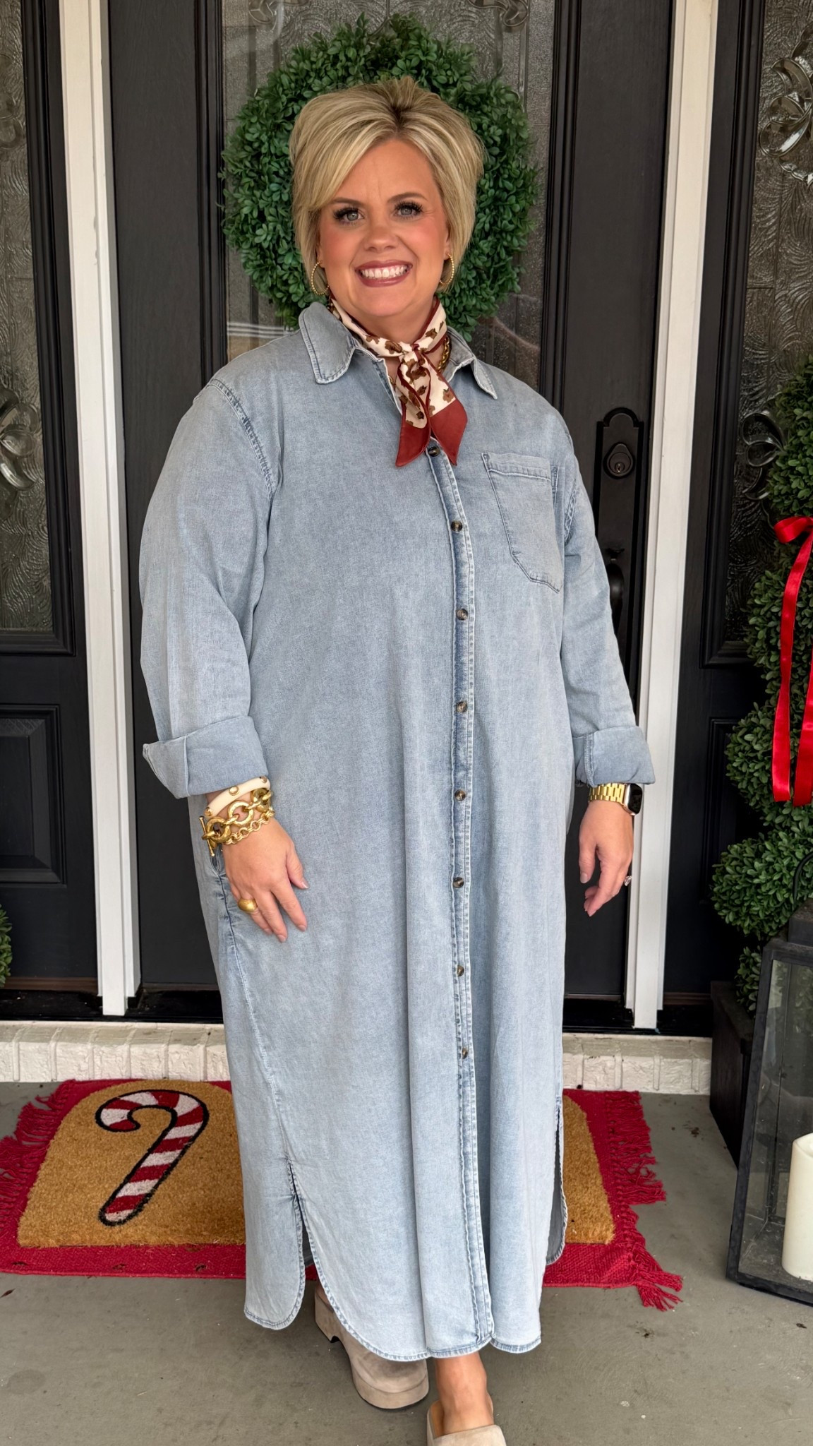 Universal standard, denim dress, plus size 

#LTKOver40 #LTKPlusSize #LTKBeauty