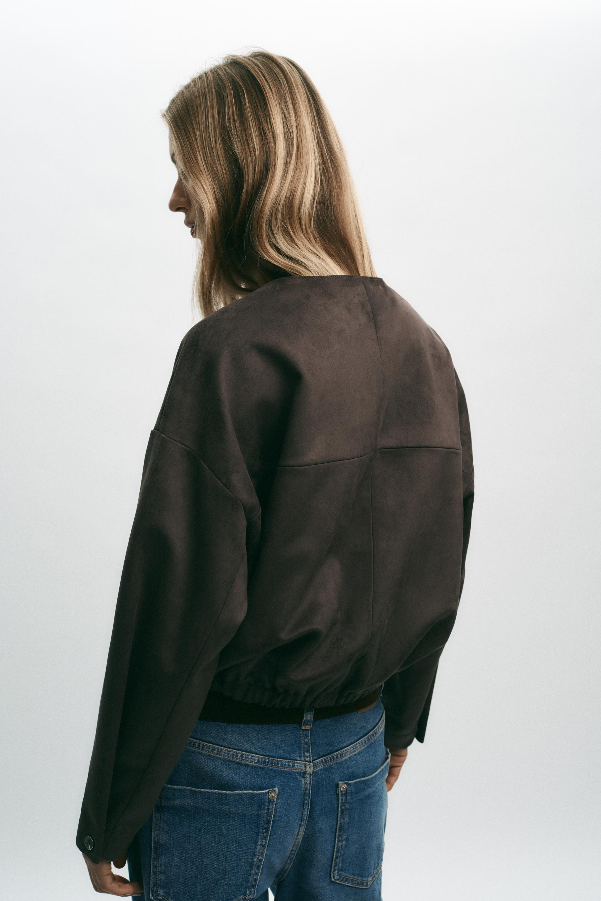 FAUX SUEDE BOMBER JACKET | Zara US