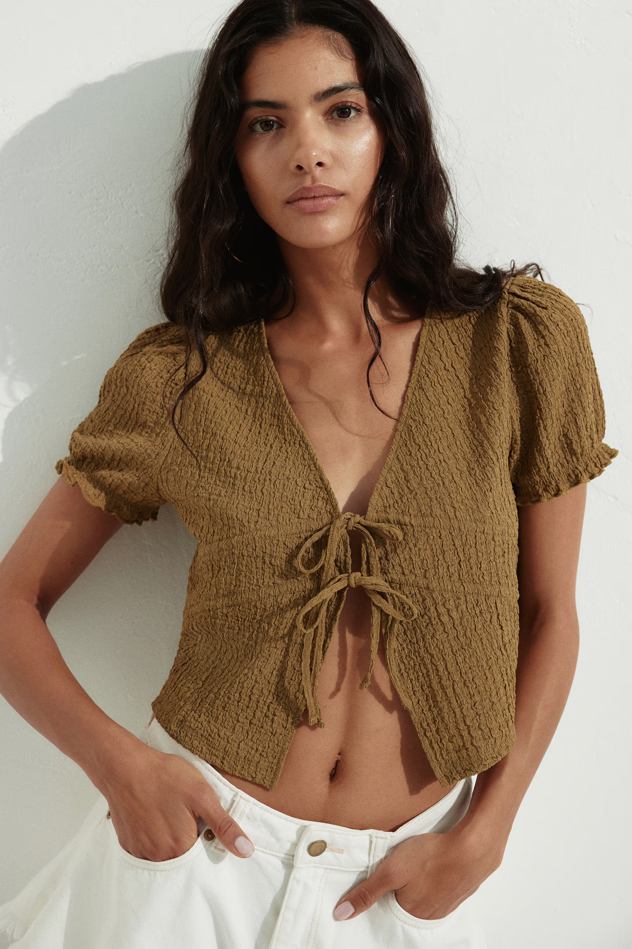 Crinkled Tie-Front Top | H&M (US + CA)
