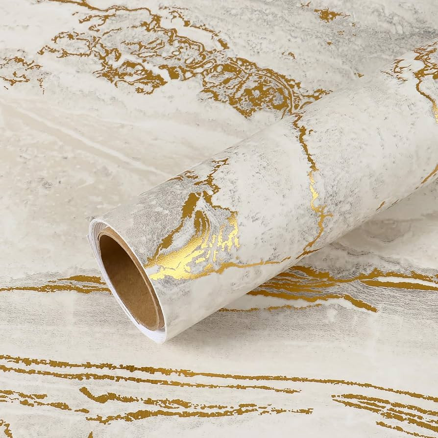 VEELIKE Wide Gold Beige Marble Countertop Contact Paper Waterproof Kitchen Countertop Peel and St... | Amazon (US)