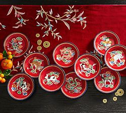 Lunar New Year Stoneware Appetizer Plates - Mixed Set of 12 | Pottery Barn (US)