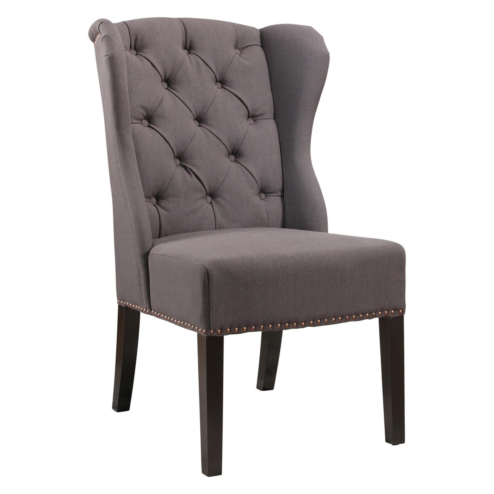 Abbyson Luca Linen Wingback Dining Chair Charcoal Gray | Hayneedle