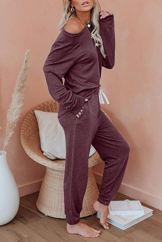 AUTOMET Womens 2 Piece Outfits Pajamas Sets Summer Lounge Sets Loungewear Sweatsuits with Sweatpants | Amazon (US)