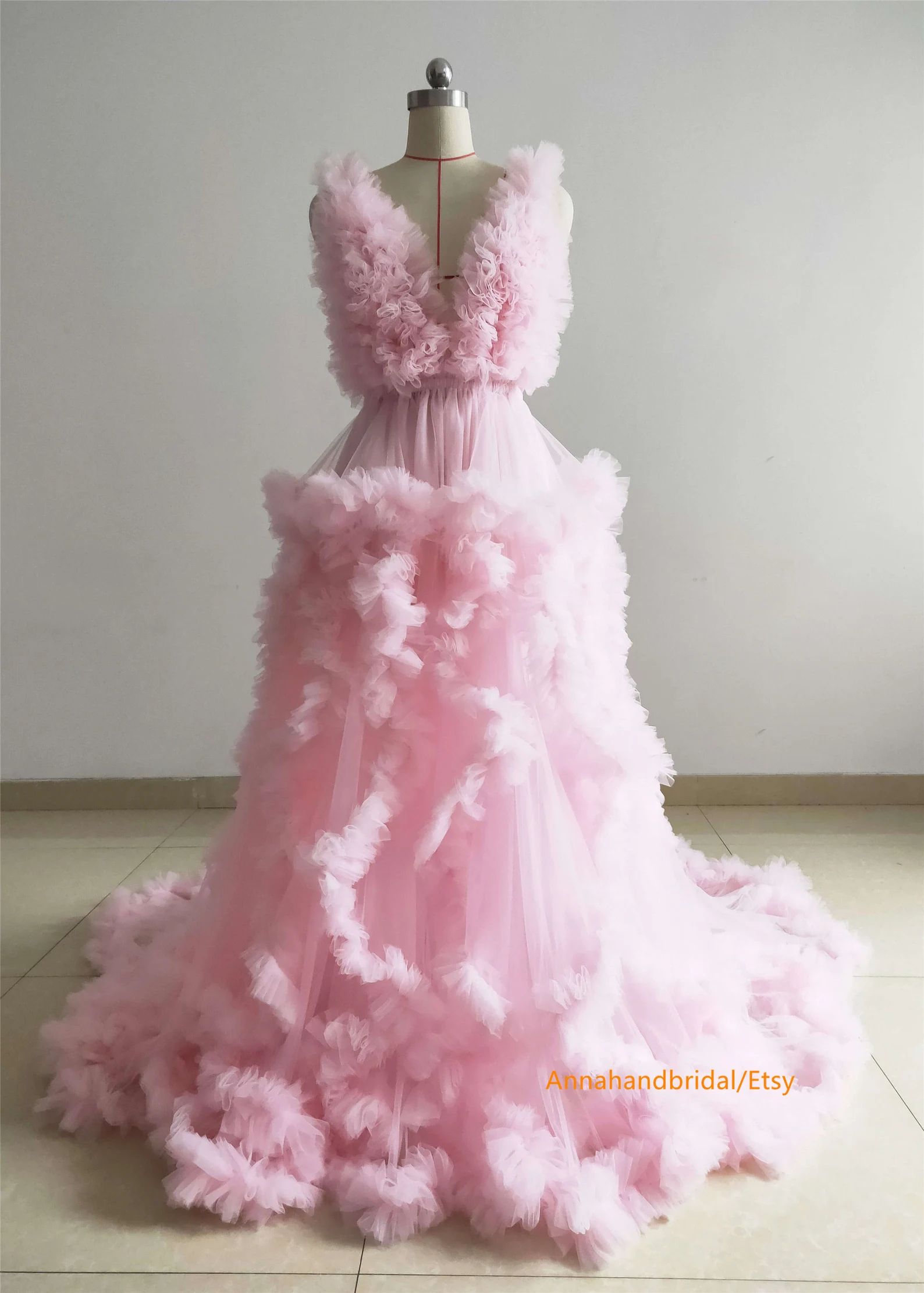 Pink Maternity Dress/ Ruffle Tulle Dress Photo Shoot | Etsy | Etsy (US)
