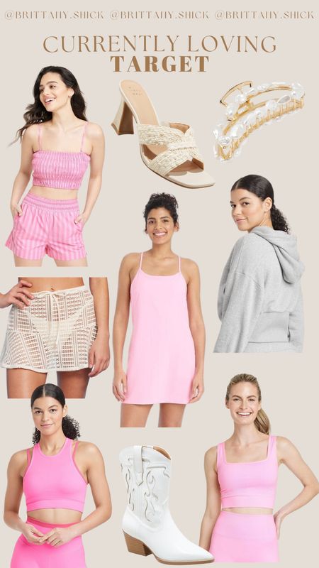 Target style finds spring fashion button down set athleisure dress workout top sports bra cropped hoodie skirt coverup heels sandals favorites pink aesthetic 

#LTKfindsunder50 #LTKSeasonal #LTKstyletip