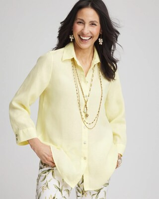 Women's No Iron Linen Shirt in Yellow | Chico's | Chico's