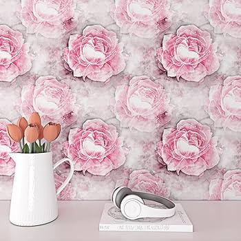 ReWallpaper Blush Pink Floral Wallpaper Peel and Stick Morning Foggy White & Pink Peony Wallpaper... | Amazon (US)