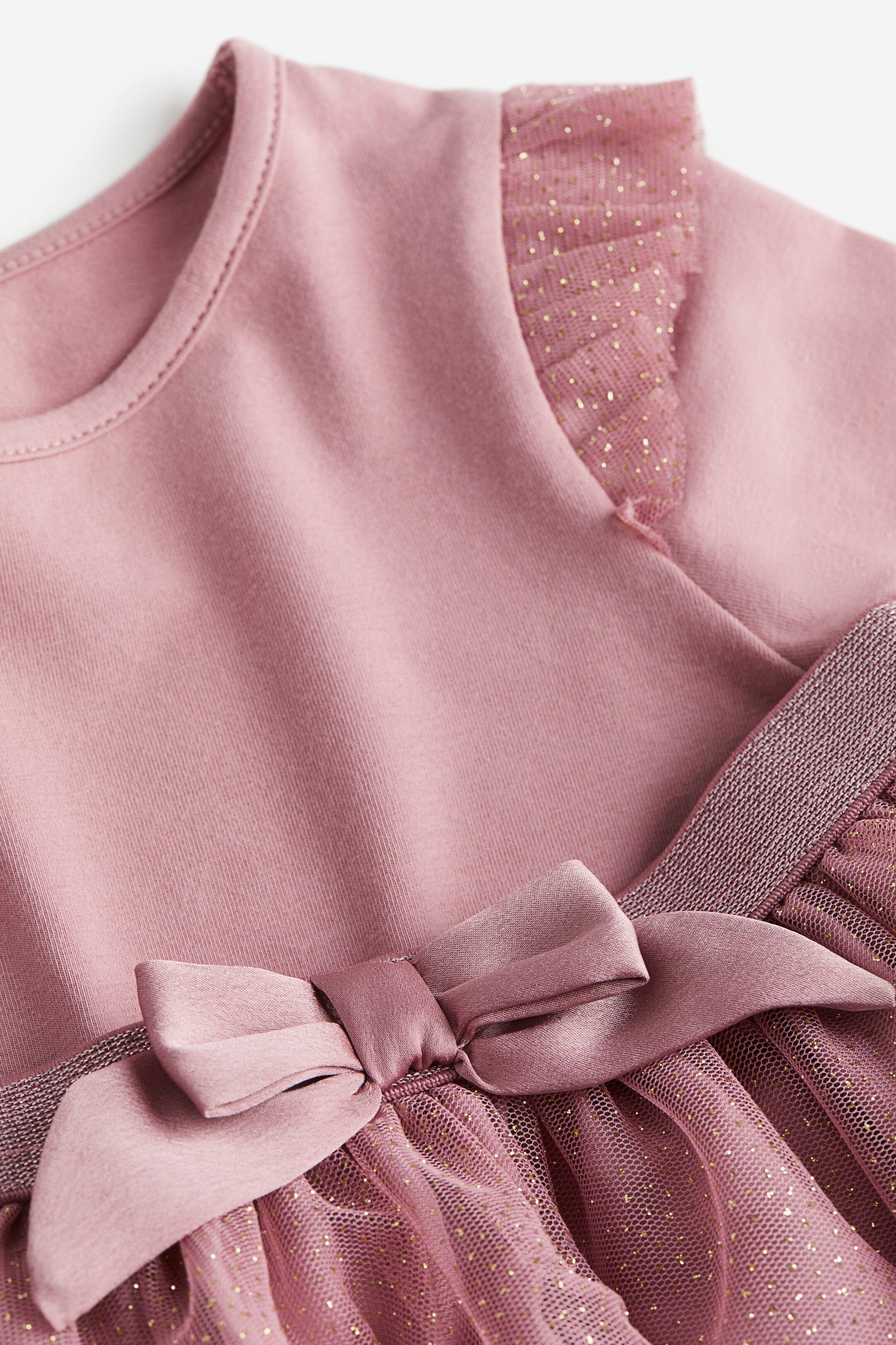 2-piece Tulle Set - Round Neck - Long sleeve - Black/leopard print - Kids | H&M US | H&M (US + CA)