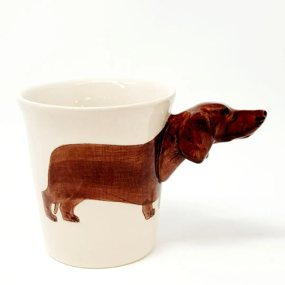 Hand-painted Red Dachshund Ceramic Mug Cup 3D Weiner Sausage Doxie Puppy Dog - Etsy | Etsy (US)