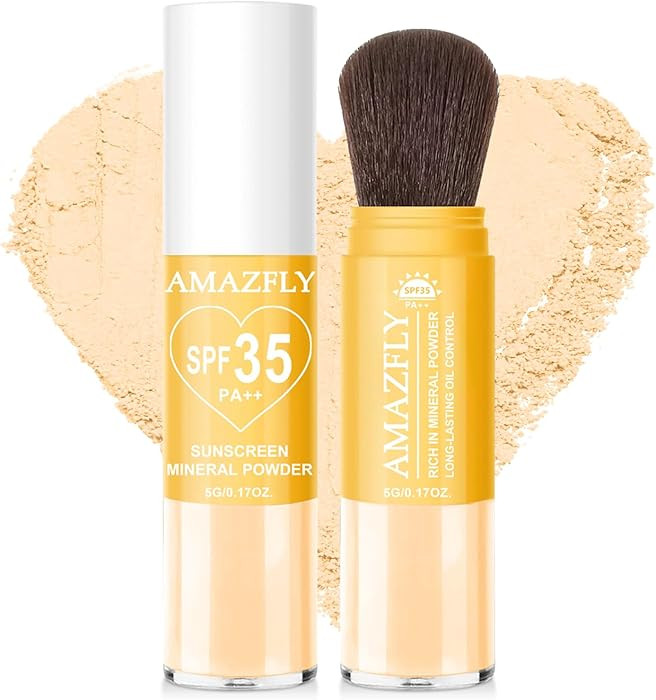 Mineral Sunscreen Setting Powder, SPF 35 Brush Sunscreen Powder for Face & Scalp, Long Lasting Li... | Amazon (US)
