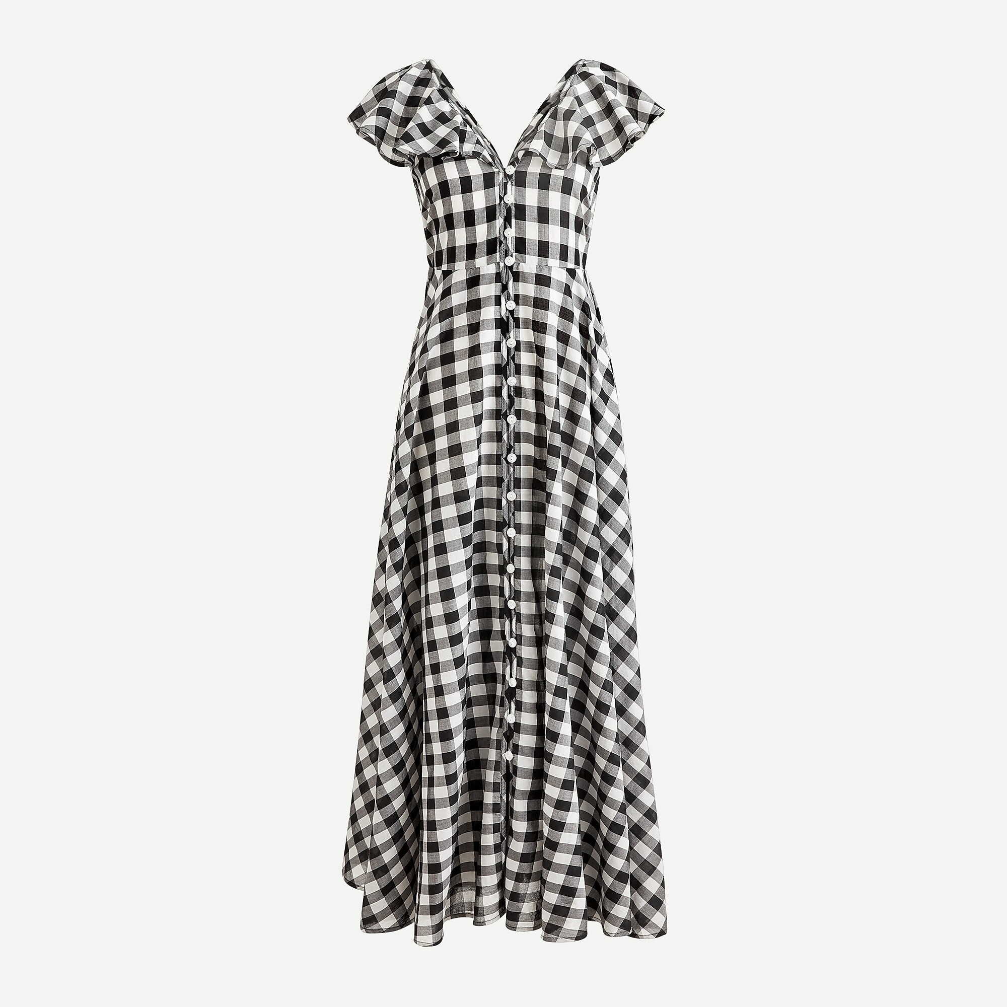 Button-up ruffle dress in gingham | J. Crew US