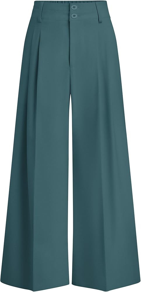 PRETTYGARDEN Womens Spring Wide Leg Palazzo Pants 2026 Trendy Loose Button High Waist Pleated Wor... | Amazon (US)