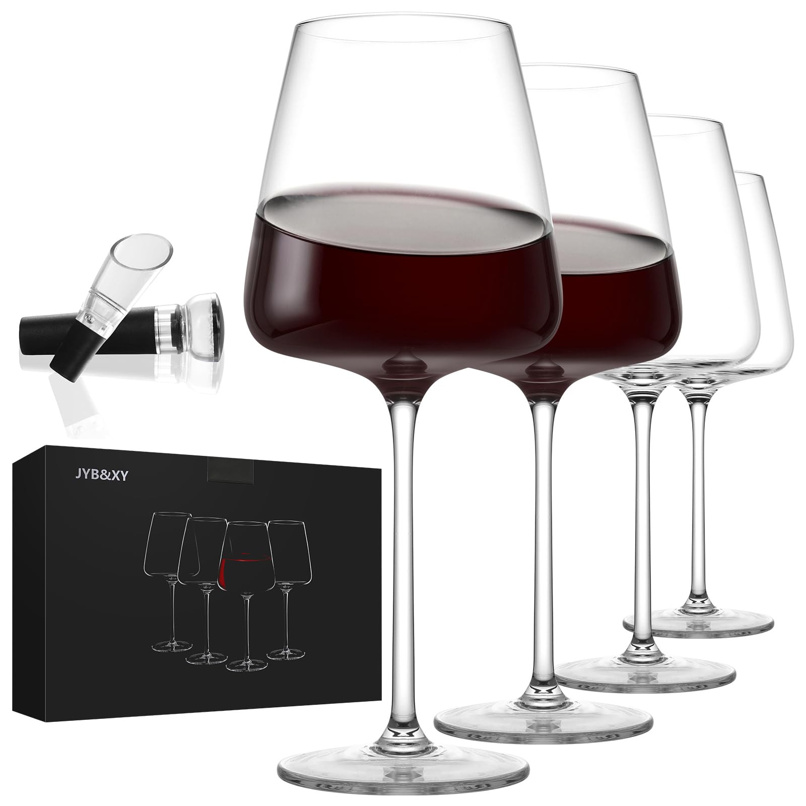 Red wine glasses 19oz Hand Blown Premium Crystal White square wine glass set of 4 Unique Large Wi... | Amazon (US)
