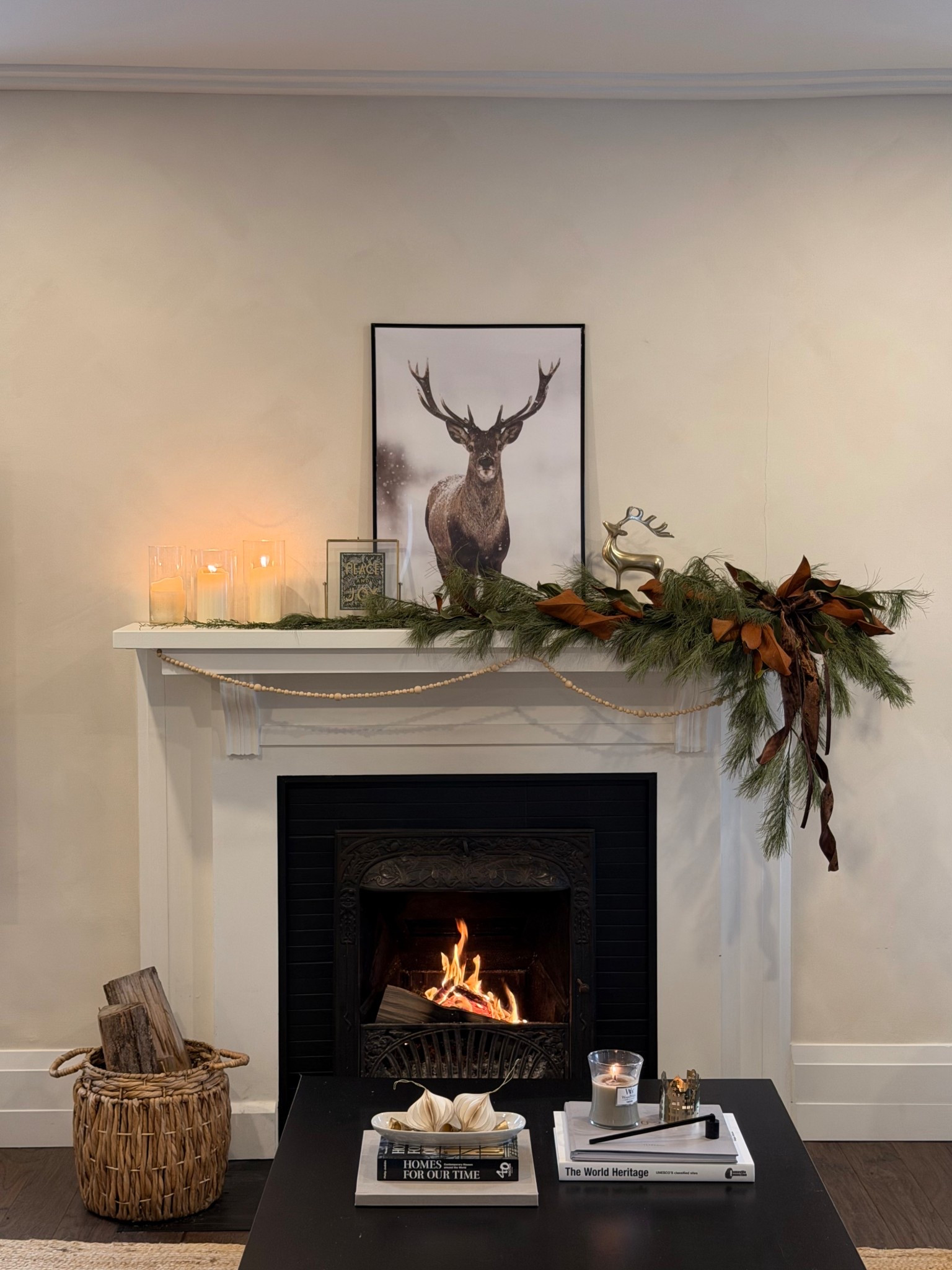 Cozy winter fireplace mantle - dear is from @posterstore. Add 45% off with my code: ccMACGREGOR45

#LTKhome #LTKcanada #LTKwinter