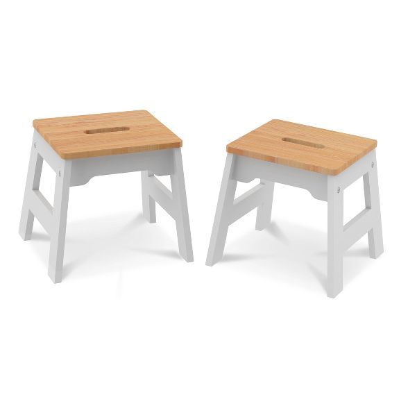 Melissa & Doug Wooden Stools - Set of 2 - White/Natural | Target