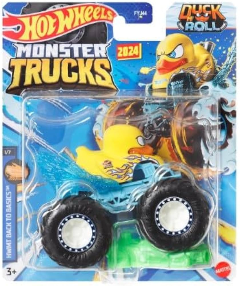 Hot Wheels Monster Trucks New for 2024 1:64 Scale (Duck N' Roll HWMT Back to Basics 1/7) | Amazon (US)