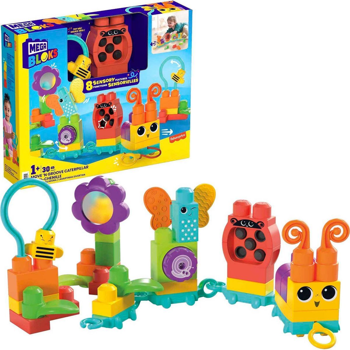 MEGA BLOKS Move n Groove Caterpillar Sensory Building Toys (30 pc) | Target