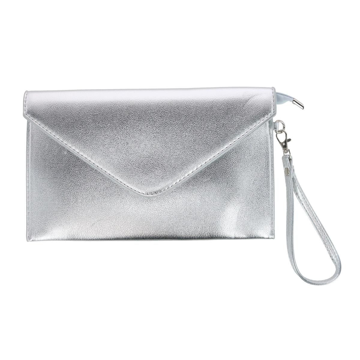CTM Women's Glossy Metallic Envelope Wristlet Clutch Handbag | Target