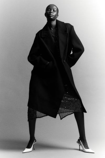 Double-breasted coat - Black - Ladies | H&M GB | H&M (UK, MY, IN, SG, PH, TW, HK)