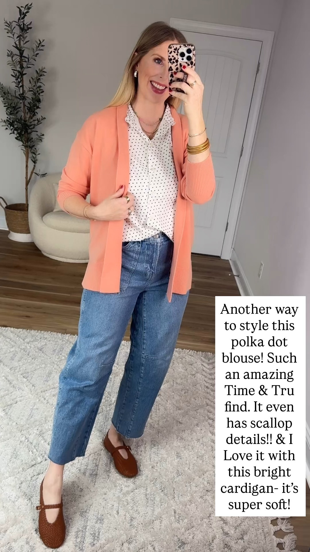 Walmart try on, polka dot scalloped top, free assembly jeans 

#LTKmomlife #LTKWorkwear #LTKootd