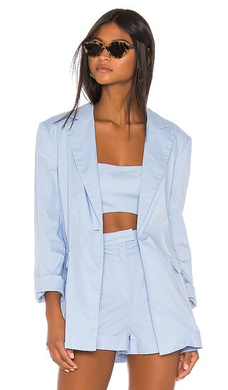 Greta Blazer in Powder Blue | Revolve Clothing (Global)