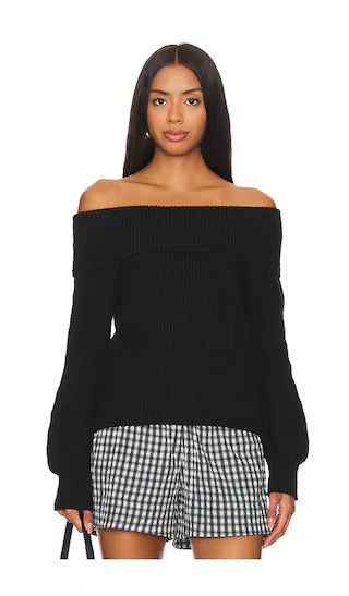 Marisa Off Shoulder Relaxed Pullover in Black | Revolve Clothing (Global)