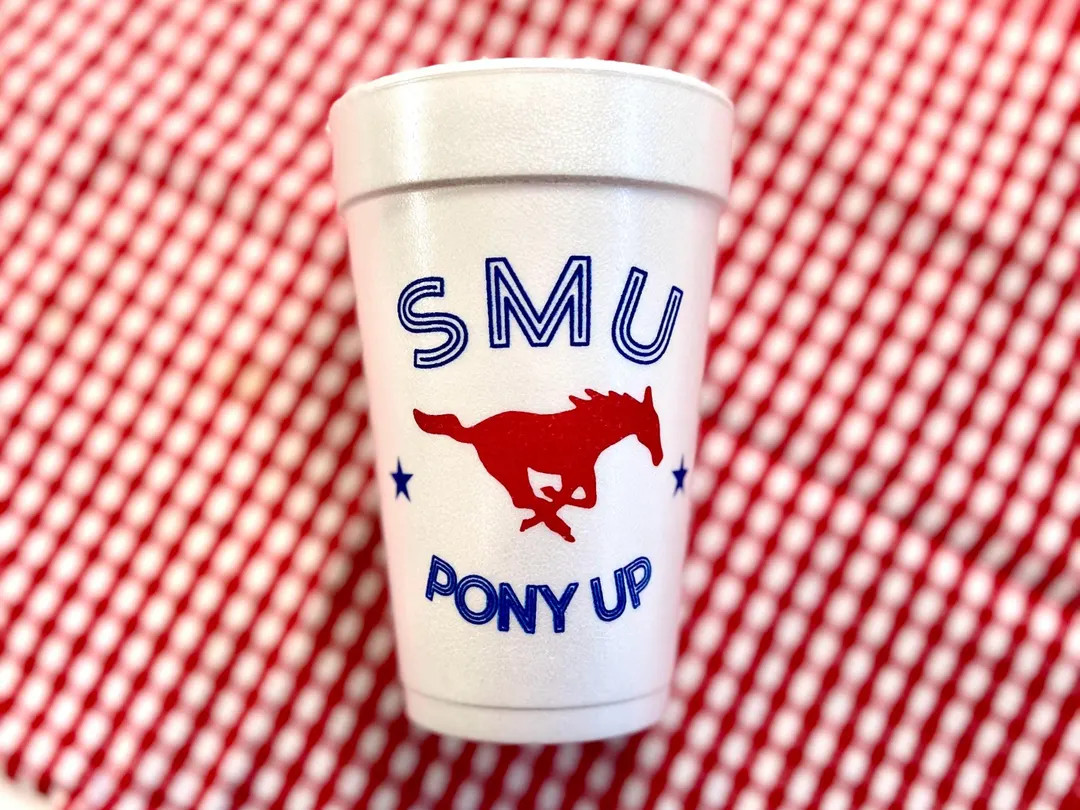 SMU // PONY UP // 10 16oz Styrofoam Cups // Barware - Etsy | Etsy (US)