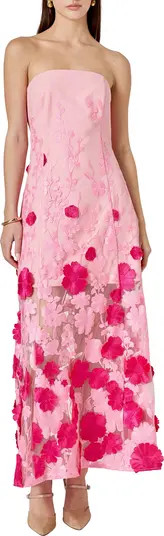 Embroidered 3D Appliqué Strapless Dress | Nordstrom