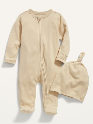 Unisex Sleep & Play Footed One-Piece and Beanie Set for Baby | Old Navy (US)