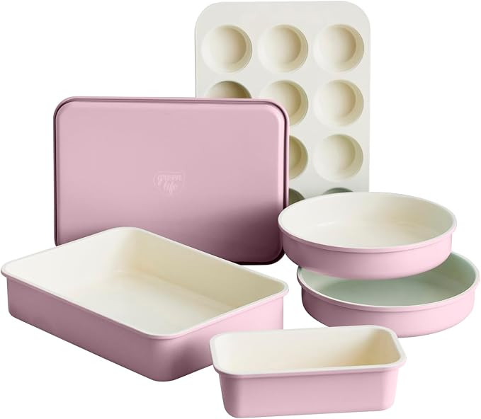 GreenLife 6 Piece Nonstick Bakeware Set, Non-Toxic PFAS-Free Ceramic Oven Pans, Dishwasher & Oven... | Amazon (US)