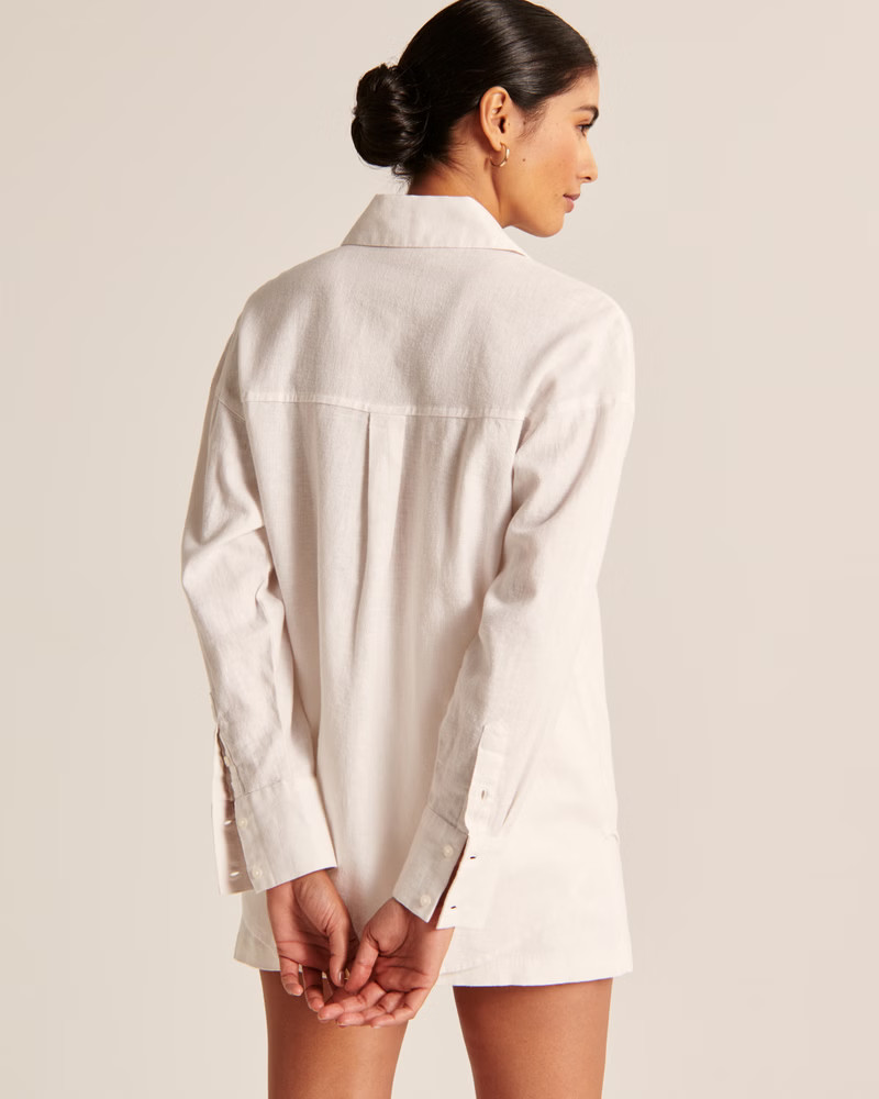 Oversized Linen-Blend Shirt | Abercrombie & Fitch (US)