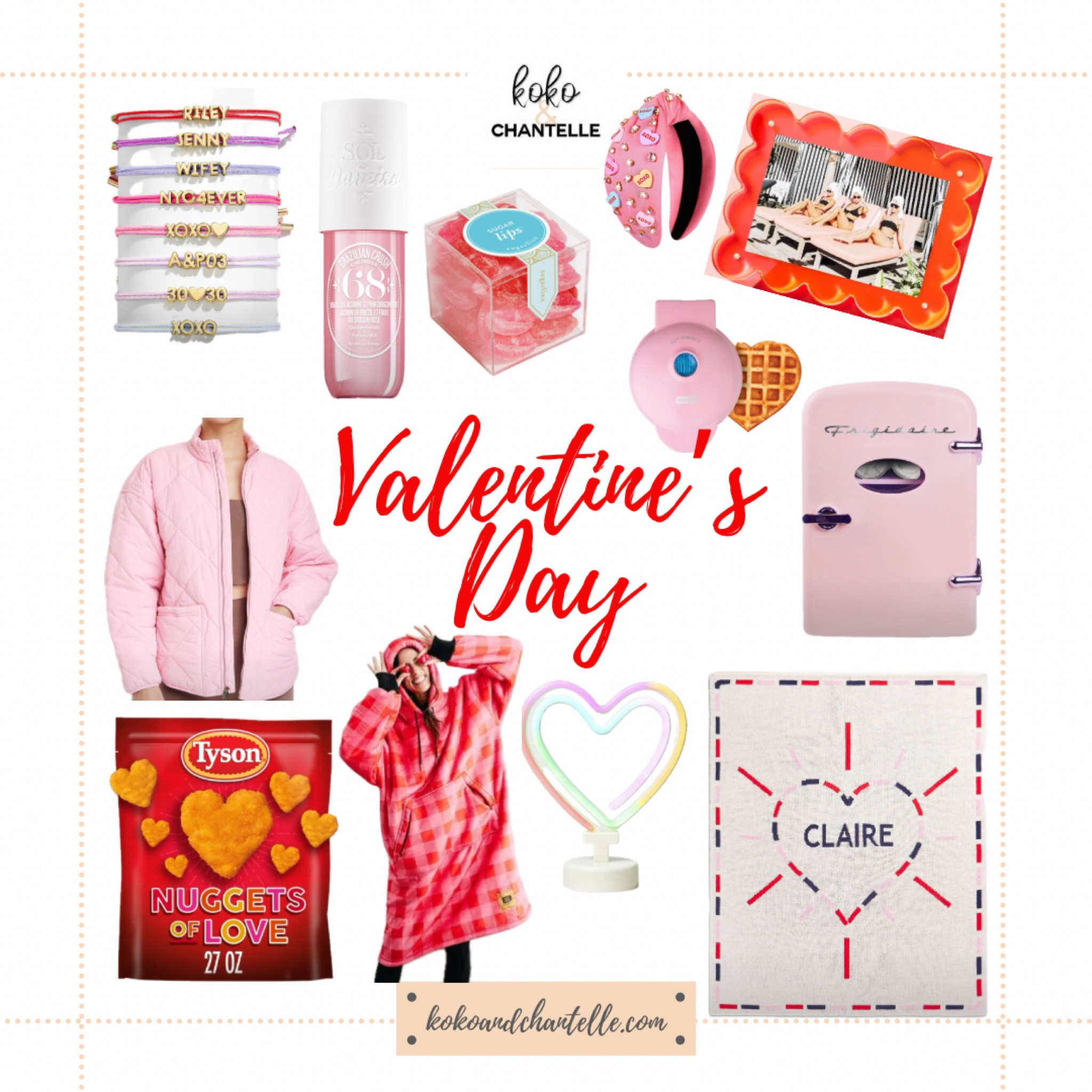 Valentine’s Day for girls

Skincare mini fridge 
Heart neon light
Heart Snuggie 
Pink lululemon jacket dupe
Sol de janeiro scent
Friendship bracelets
Heart headband
Sugarlips candy
Heart blanketts
Pink heart mini waffle maker 

#LTKSeasonal #LTKGiftGuide #LTKkids