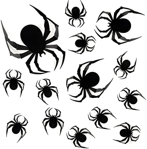 Coogam 60 PCS Halloween 3D Spiders Decoration, Scary Realistic Black Spider Sticker DIY Windows W... | Amazon (US)