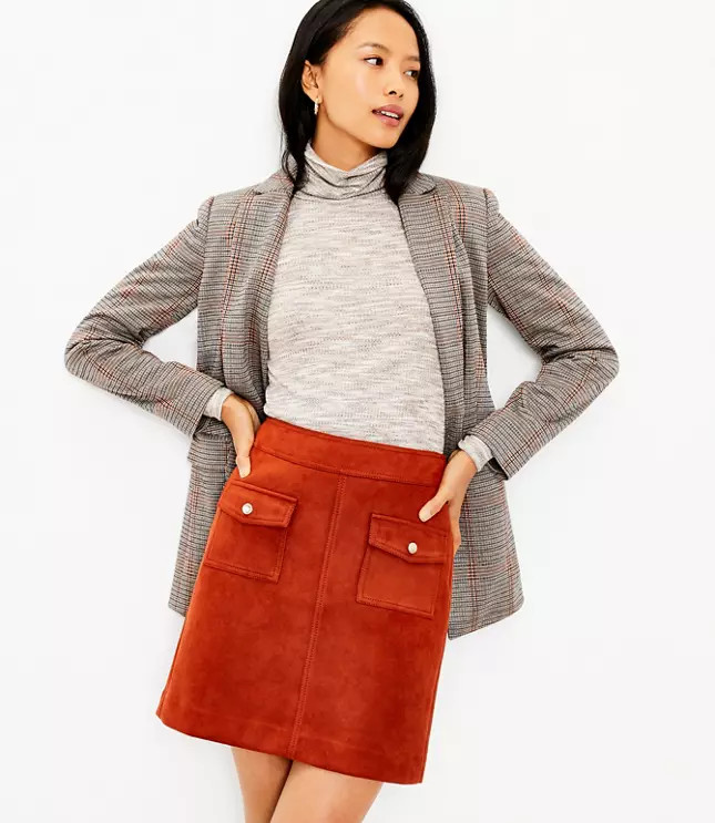 Faux Suede Pocket Skirt | LOFT
