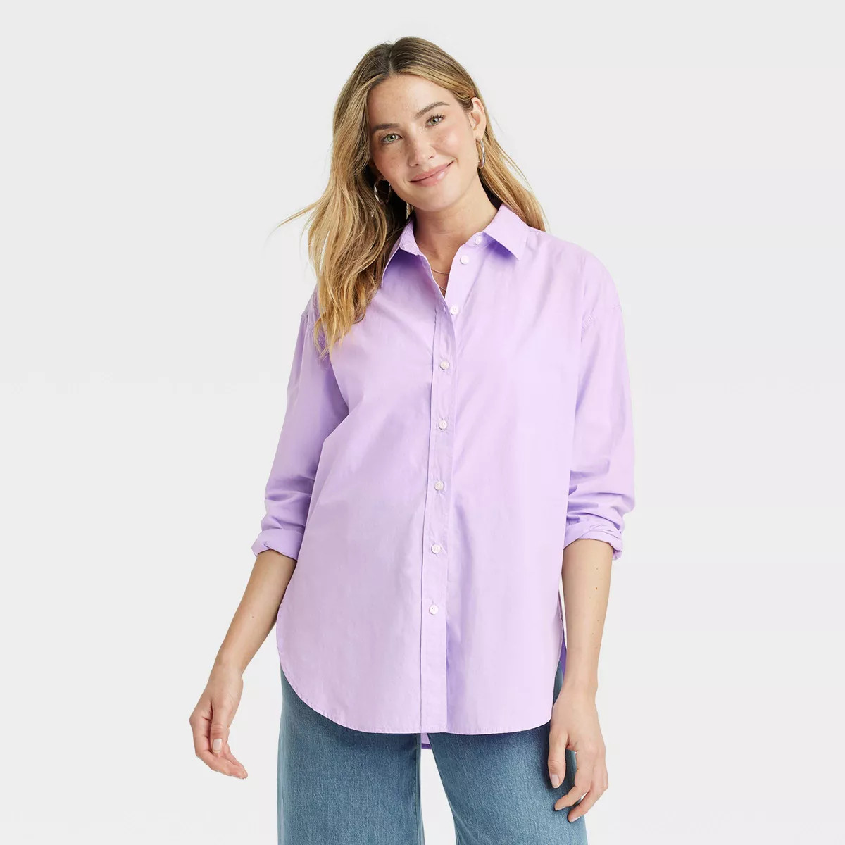 Women's Oversized Long Sleeve Collared Button-Down Shirt - Universal Thread™ | Target