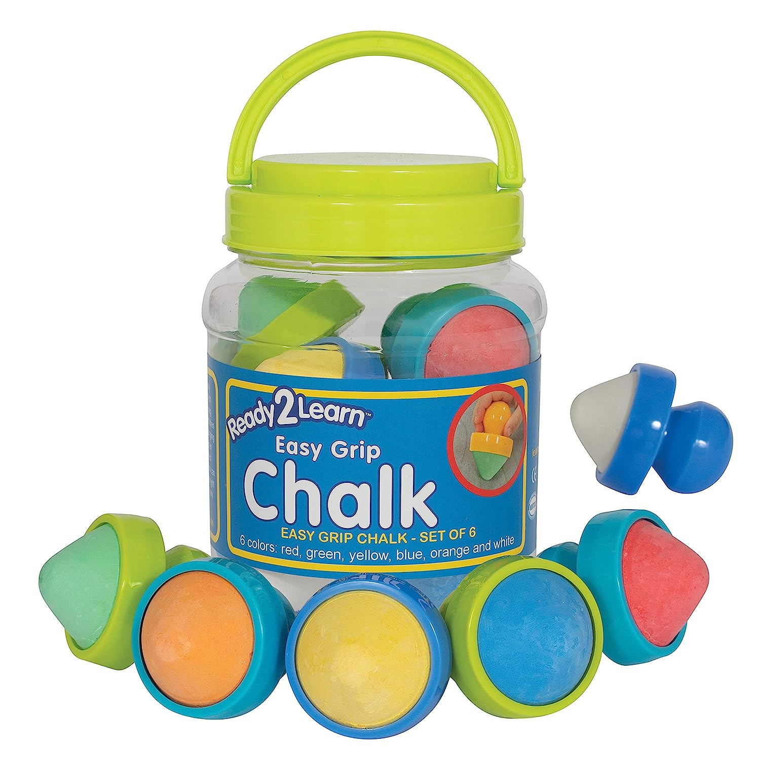 READY 2 LEARN Easy Grip Chalk - 6 Colors - 18m+ - Non-Toxic Toddler Sidewalk Chalk - Easiest to H... | Amazon (US)