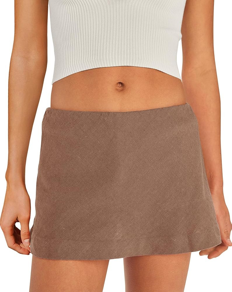 SENSERISE Womens Cotton Linen Skorts Mini Skirt with Shorts Underneath Short A Line Skirts Summer... | Amazon (US)