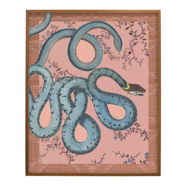 "Les Serpentes" Snakes, Flowers, and Textile Pattern Print | Chairish