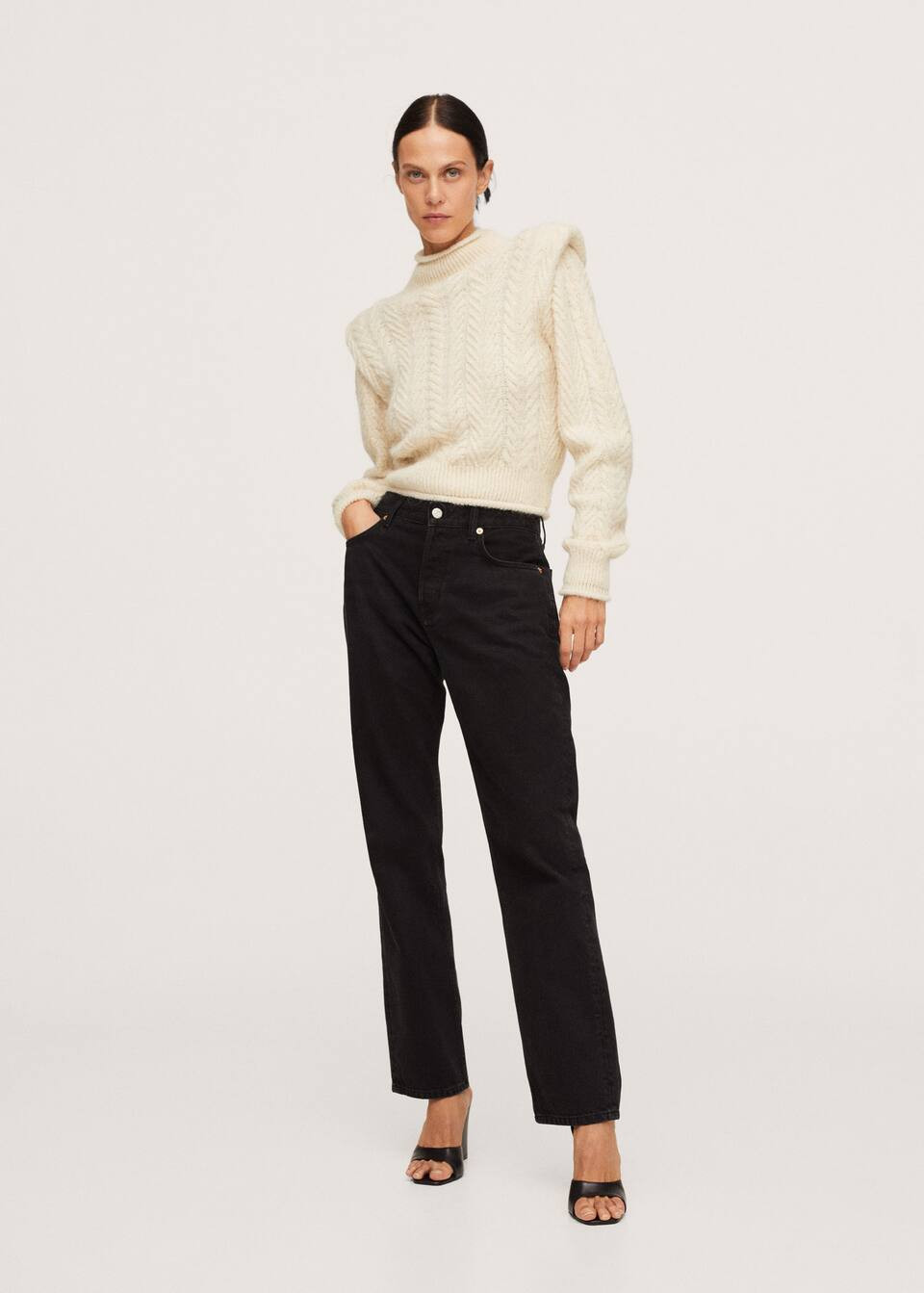 Herringbone knit sweater | MANGO (US)